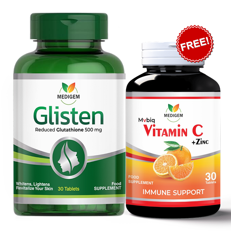 Buy Glisten (Glutathione 500mg) & Get Vitamin C Free